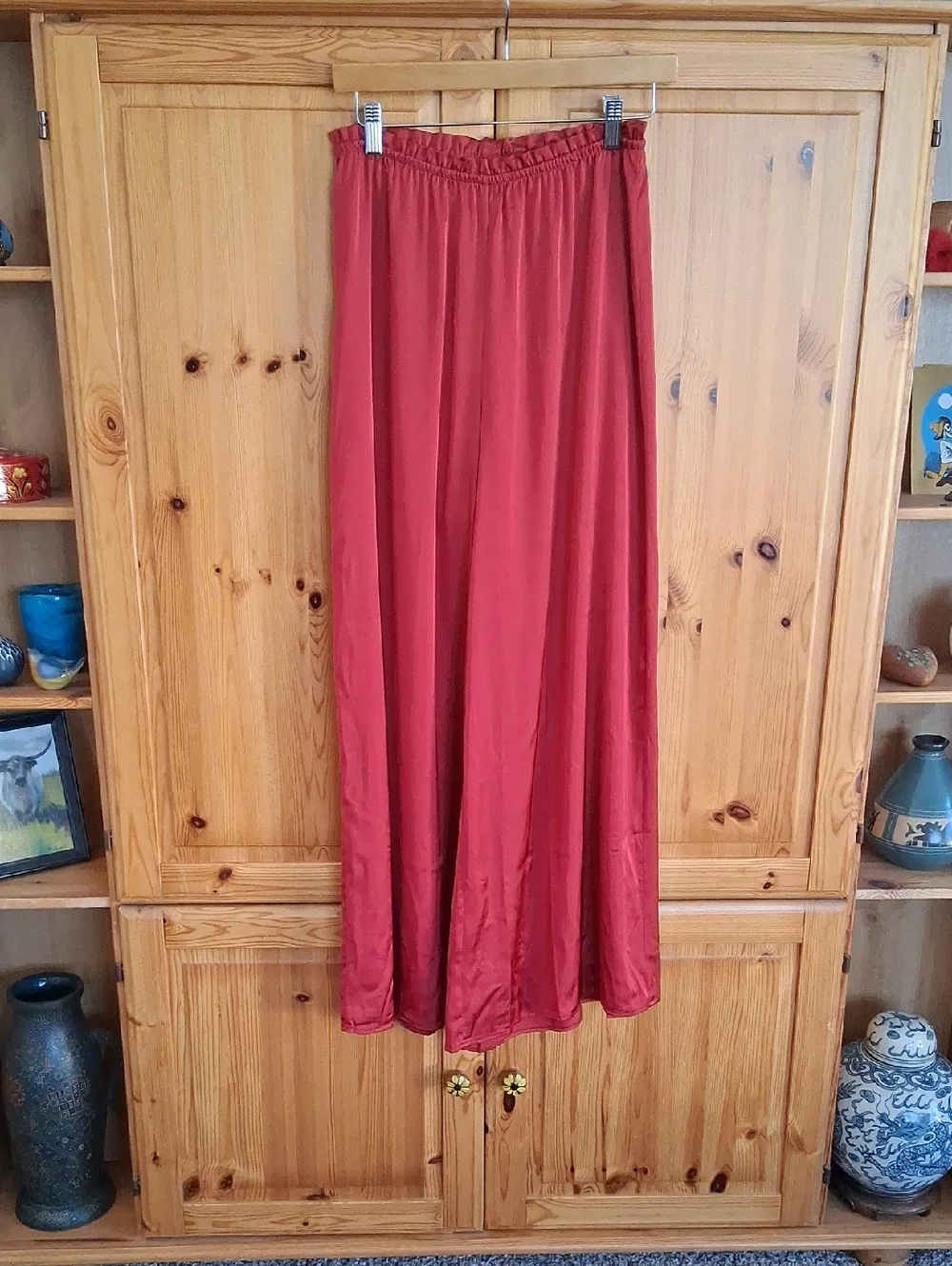 NWT Auden Red Silky Stretch Wide Leg Pajama Pants Size Small